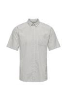 Onsremy Ss Slim Wash Stripe Oxford Shirt Tops Shirts Short-sleeved Gre...