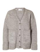 Slfalva Ls Knit Cardigan Tops Knitwear Cardigans Grey Selected