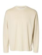 Slhlooseoscar Ls O-Neck Tee Noos Tops T-shirts Long-sleeved Beige Sele...