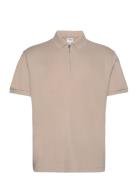 Slhfave Zip Ss Polo Tops Polos Short-sleeved Cream Selected