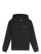 Script Embroidered Hoodie Tops Sweat-shirts & Hoodies Hoodies Black Ly...