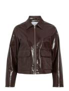 Vijenora L/S Zip Short Jacket Skinnjakke Skinnjakke Brown Vila