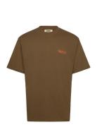 Wbbaine Flower Tee Tops T-shirts Short-sleeved Brown Woodbird