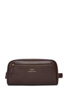 Pebbled Leather Travel Case Toalettveske Brown Polo Ralph Lauren