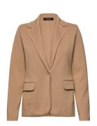 Cotton-Blend Sweater Blazer Blazers Single Breasted Blazers Beige Laur...