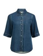 Objframe 2/4 Re Denim Top Noos Tops Shirts Short-sleeved Blue Object
