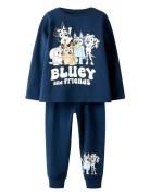 Nmnamu Bluey Ls Nightset Sky Pyjamas Sett Navy Name It