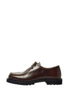 Slhhector Leather Moc-Toe Shoe Mokasiner Lave Sko Brown Selected