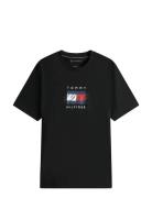 Linear Flag Graphic Tee Tops T-shirts Short-sleeved Black Tommy Hilfig...