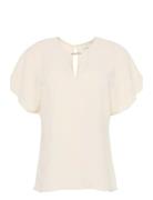 Poly Cdc Ss Hardware Top Tops Blouses Short-sleeved White Calvin Klein