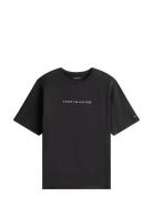 Ss Tee Cont. Logo Tops T-shirts Short-sleeved Black Tommy Hilfiger