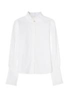 Maira Plissé Blouse Tops Blouses Long-sleeved White BUSNEL