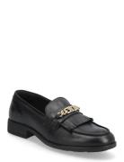 Th Chain Fringe Leather Loafer Sko Flate Black Tommy Hilfiger