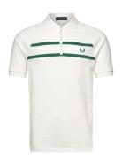 Pique Zip Neck Polo Shirt Designers Polos Short-sleeved White Fred Per...