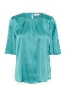 Kalinda Flared Blouse Tops Blouses Short-sleeved Blue Kaffe