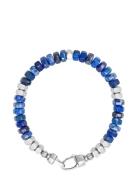 Men's Hexagon Beaded Bracelet With Blue Lapis And Silver Armbånd Smykk...