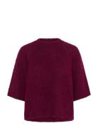 Kaemilie Cropped Knit Pullover Tops Knitwear Jumpers Burgundy Kaffe