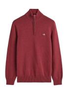 Casual Cotton Half Zip Tops Knitwear Half Zip Jumpers Burgundy GANT