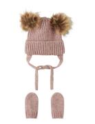 Nbnmora Knit Set Accessories Headwear Hats Beanie Pink Name It