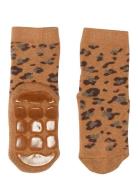 Leopard Socks - Anti-Slip Strømper Non-slip Beige Melton