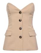 Kylian Button Front Top Tops T-shirts & Tops Sleeveless Beige Bardot