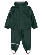 Pu Rain W. Susp. Outerwear Rainwear Rainwear Sets Green Mikk-line