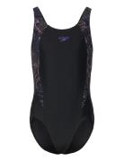 Girls Hyperboom Splice Muscleback Sport Swimsuits Black Speedo