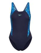 Womens Hyperboom Splice Muscleback 1 Pc Sport Swimsuits Blue Speedo