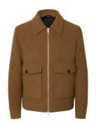 Slhjakob Wool Blend Jkt Ulljakke Jakke Brown Selected