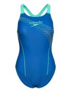 Womens Medley Logo 1 Piece Sport Swimsuits Blue Speedo