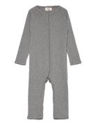 Pointelle Heart Full Body Langermet Bodysuit Grey Copenhagen Colors