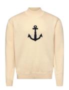 Sweater Stand Up Collar Héritage Tops Knitwear Round Necks Cream Armor...