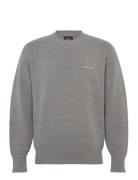 Script Knitted Crew Neck Tops Knitwear Round Necks Grey Lyle & Scott