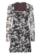 Short Mesh Frill Dress Kort Kjole Brown Bubbleroom