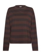 Long-Sleeved Cotton T-Shirt Tops T-shirts & Tops Long-sleeved Brown Mo...