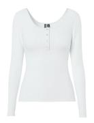 Pckitte Ls Top Jrs Noos Bc Tops T-shirts & Tops Long-sleeved White Pie...