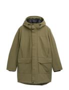 Tech Hooded Parka Parkas Jakke Khaki Green Tom Tailor