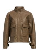 Objlama Biker Jacket E Au 25 Skinnjakke Skinnjakke Brown Object
