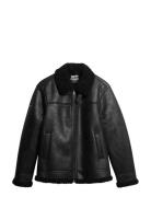 Faux Shearling Aviator Jacket Skinnjakke Skinnjakke Black Superdry