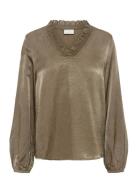 Kamille Blouse Tops Blouses Long-sleeved Khaki Green Kaffe