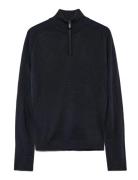 Bs Pelle Regular Fit Knitwear Tops Knitwear Half Zip Jumpers Navy Bruu...
