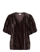 Kaelva Jersey Blouse Tops Blouses Short-sleeved Brown Kaffe