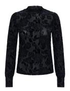 Karosa T-Shirt Tops Blouses Long-sleeved Black Kaffe