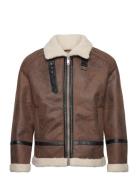 Faux Shearling Jacket Skinnjakke Skinnjakke Brown Lindbergh