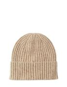 Slhniell Neps Wool Blend Beanie Accessories Headwear Beanies Beige Sel...