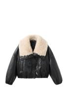 Faux-Leather Jacket With Shearling Collar Skinnjakke Skinnjakke Black ...