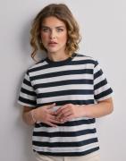 Selected Femme - Blå - Slfessential Ss Striped Boxy Tee No