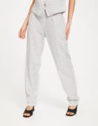 Only - Hvit - Onlolga Mw Linen Bl Pinstripe Pant