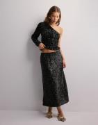 Pieces - Svart - Pcserena Sequin Hw Midi Skirt Mm