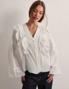 Vero Moda - Hvit - Vmkausa Frill Ls Top Wvn Ga